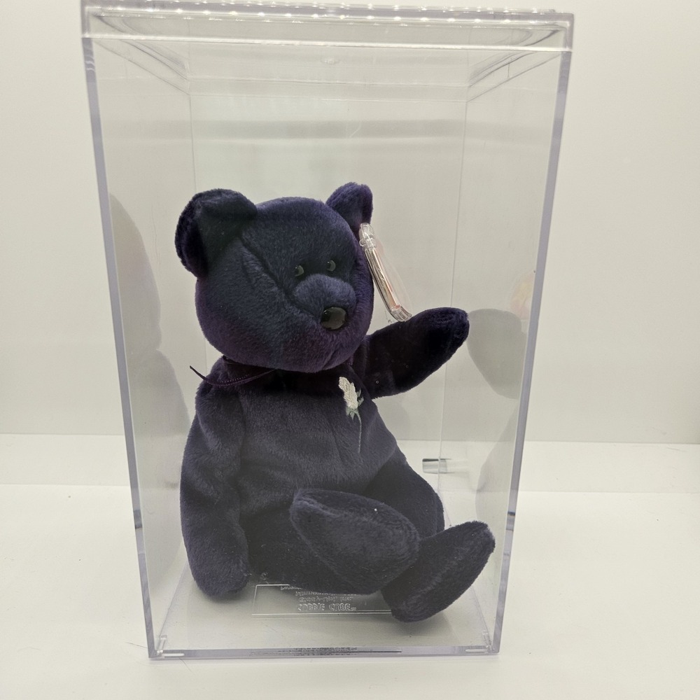 Ty Beanie Baby Princess Diana Bear 1997 PE Pellets China w/ Tag & Display Case
